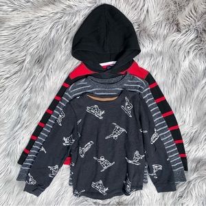 Kids Striped Waffleknit Layering Bundle in Black and Red; Size 6